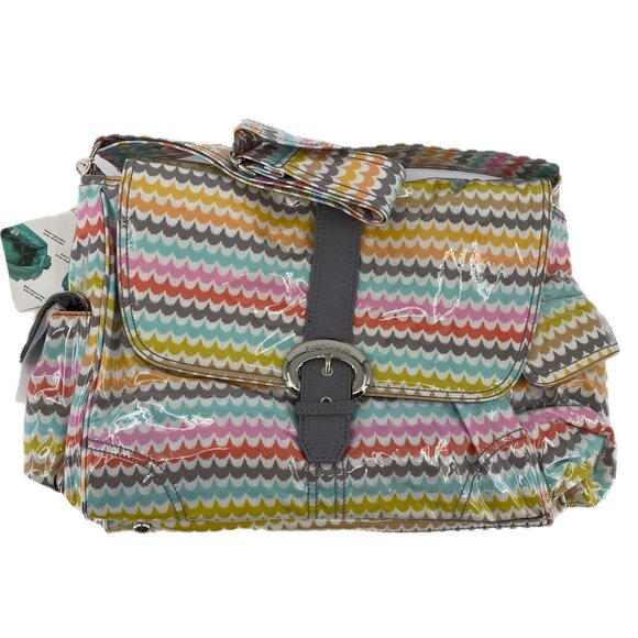 Kalencom New Orleans White Pink Chevron Baby Bag | Large Tote - Picture 1 of 8